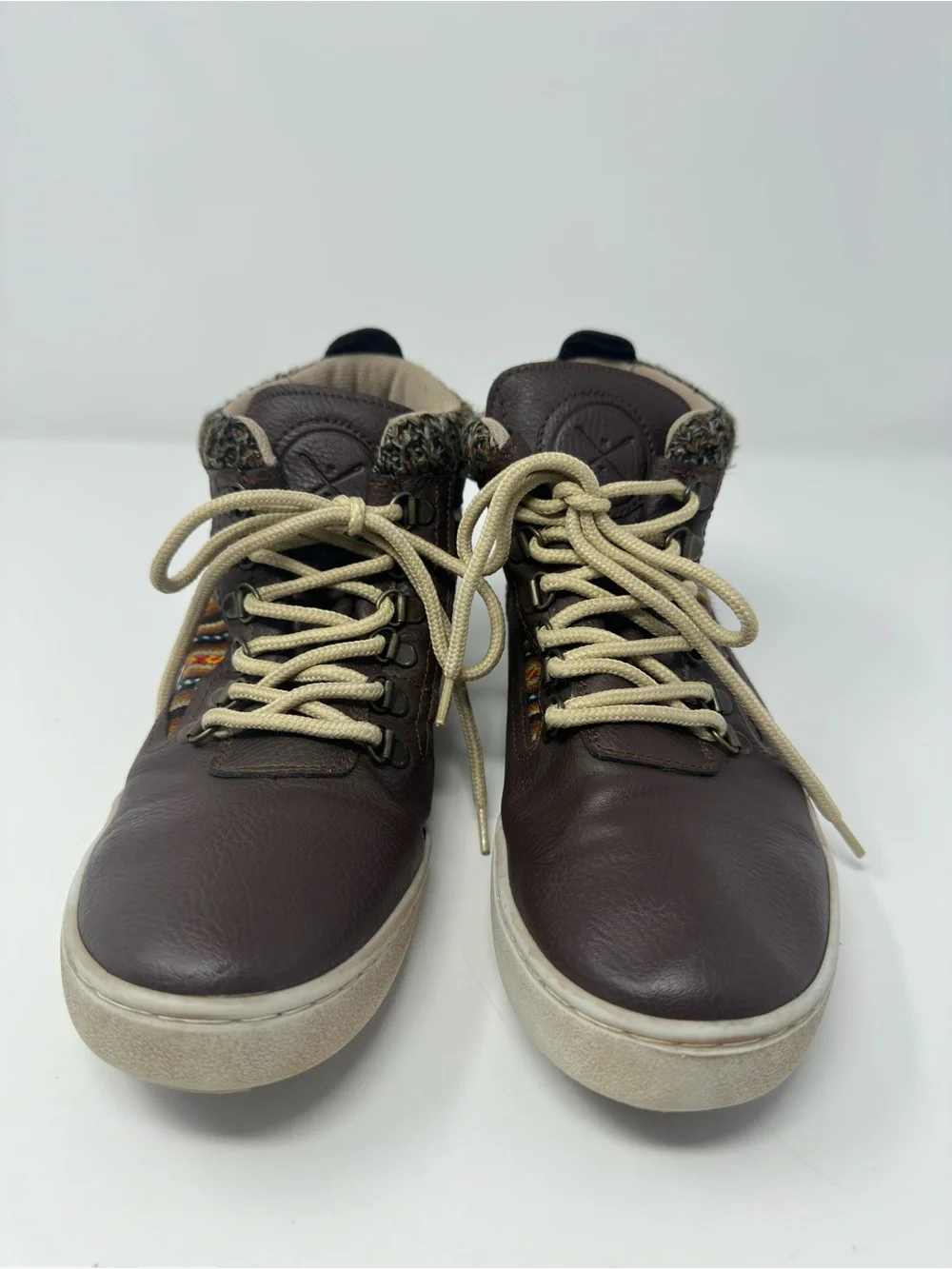 Inkkas Brown Leather Camping Boots Size 9 Handwoven Granola Girl Outdoor Hiking